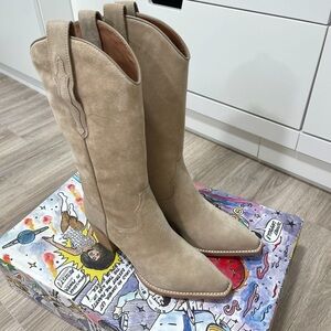 Jeffrey Campbell Beige Suede Heeled Boots